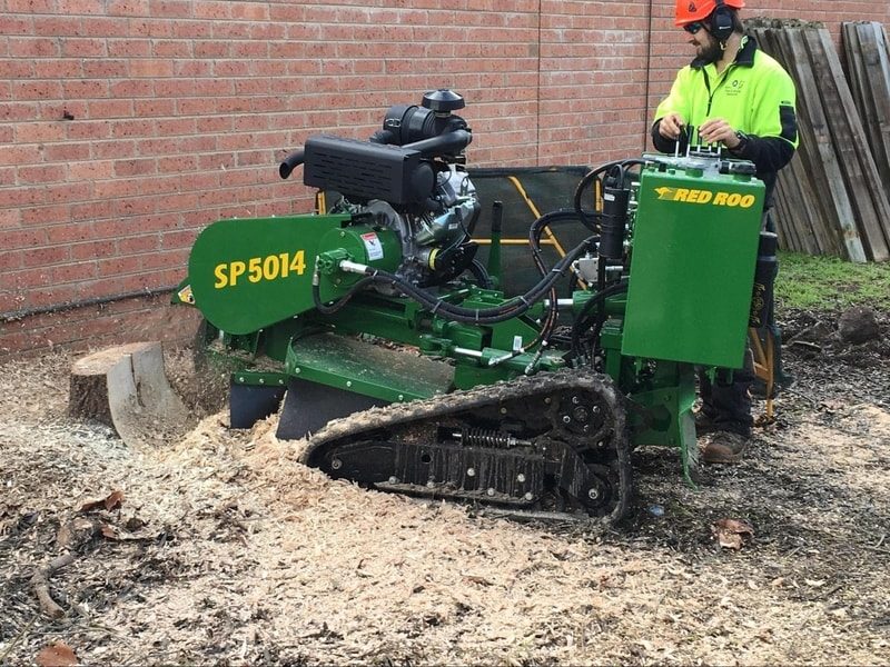 Jim's employee grinding a stump in Melbourne, Victoria